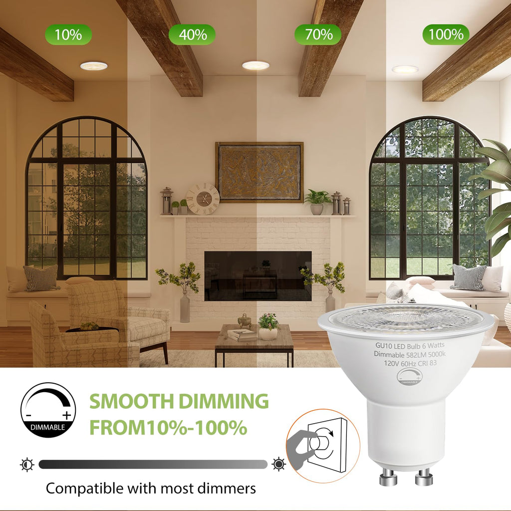 6 Pack GU10 LED Bulbs,Dimmable GU10 Bulb Replacement for Track Lighting