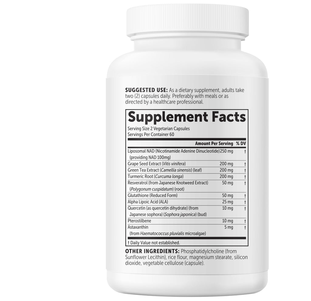 Micro Ingredients Liposomal NAD+ Ultimate Complex 1,000mg | 120 Veggie Capsules | NMN Pathway Formula | 10-in-1 with Resveratrol, Glutathione, & Astaxanthin | NAD Supplement for Women & Men