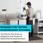 Chlorine Test Strips for Restaurants & Food Services, 4 x Vial of 100 Sanitizer Testing Kits, Precise Bleach Test Strips, 0-200 PPM Testing Kit for Sanitizing Solutions by FryOilSaver Co. FMP 142-1362