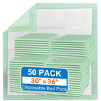 MILDPLUS Disposable Bed Pads 30“x36”, 50 Count Extra Large Underpads , Heavy Duty Absorbent Bed Pads for Adult Incontinence, Senior Care, Kids & Puppy Training Pads (No Adhesive)