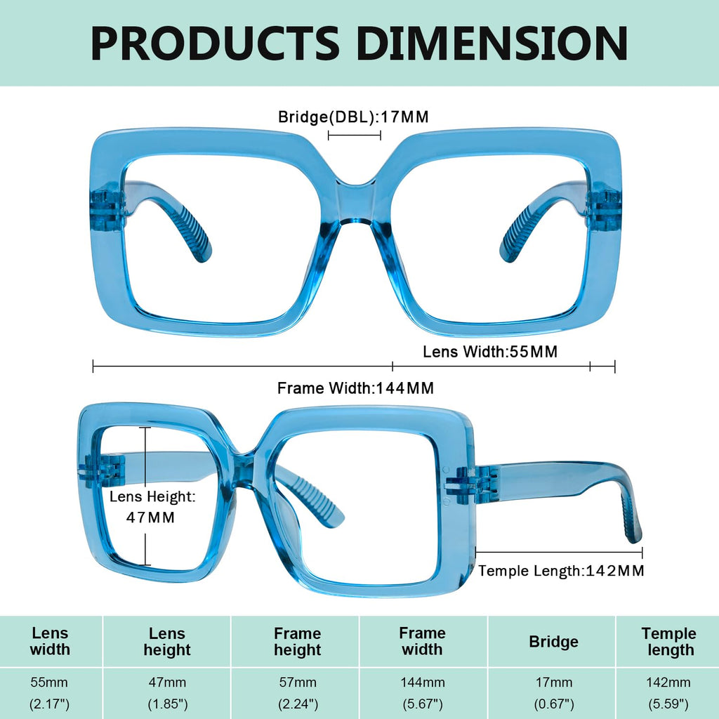 Eyekepper Huge Metalless Reading Glasses with Screwless Spring Hinges 6 Pack Oversized Readers for Women +1.50