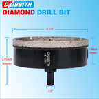 DKIBBITH 4-1/8" Diamond Hole-Saw Bits with Pilot Drill Bit - 4-1/8" Diamond Tipped Tile Hole Saws with Guiding Bit for Porcelain Tile Ceramic Pottery Granite Stone Glass Bottles 105mm.