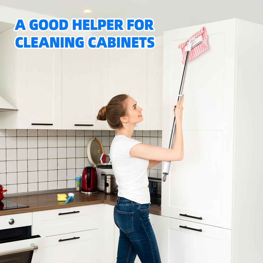 Clip on Mini Mop for Kitchen Counter & Floor – No Wash & Cloth Changing Lazy Mop | Automatic Gripping & Zero-Touch Snap-Grip System with 20 Cloths