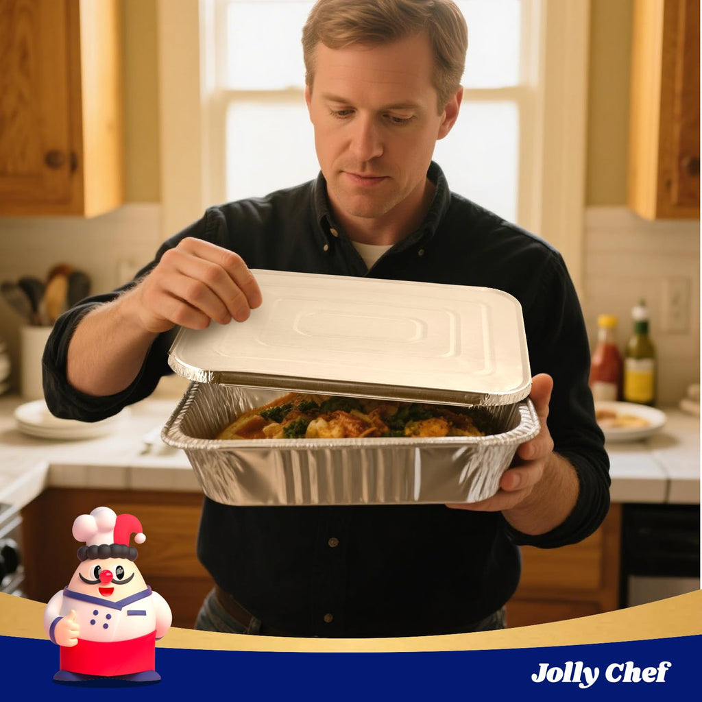 9x13 Aluminum Foil Pans with Lids (25 Pack) Disposable Tin Foil Pans
