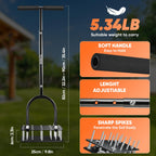 Saker Manual Lawn Aerator Tool with 15 Iron Spikes Black