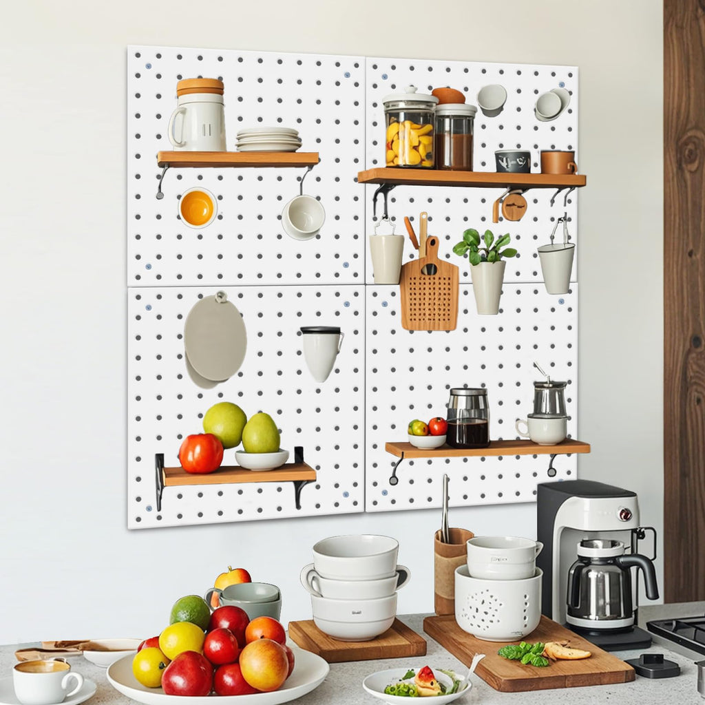 Daanxw 4 Pack Steel Peg Board,Universal 1/8 and 1/4 Pegboard Accessories,Ideal for Garage Tool Storage, Office Organization, Craft Room, Kitchen etc. (White, 4-12X12)