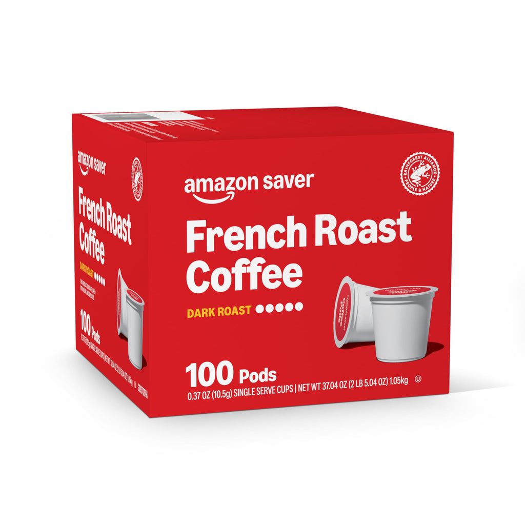 Amazon Brand - Happy Belly Dark Roast Coffee Pods, French Roast, Compatible with Keurig 2.0 K-Cup Brewers, 100 Count
