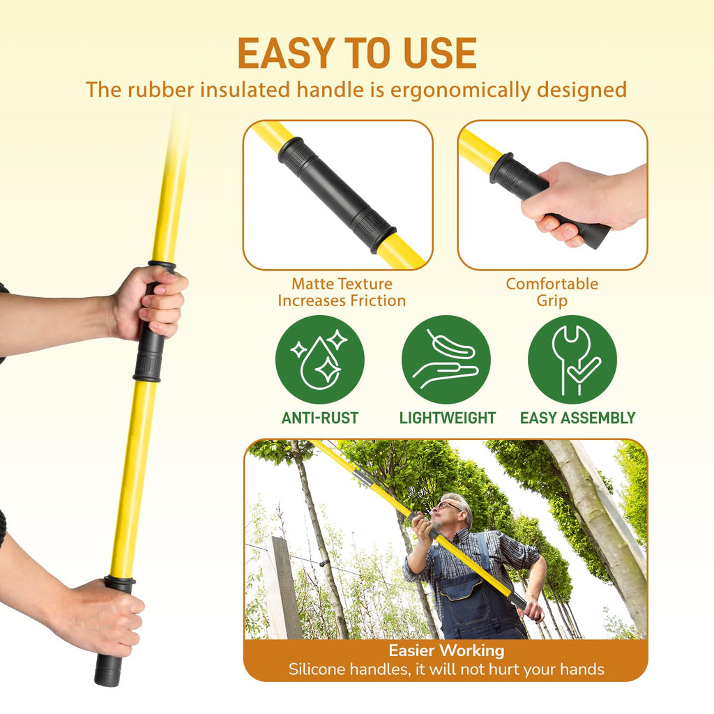 Outvita 30 Feet Extendable Manual Pole Saw Tree Pruner, Yellow