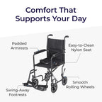 Drive Medical Lightweight Folding Transport Wheelchair - Reliable Mobility Support - Durable Steel Frame - Swing-Away Footrests - Compact Travel Design - Silver