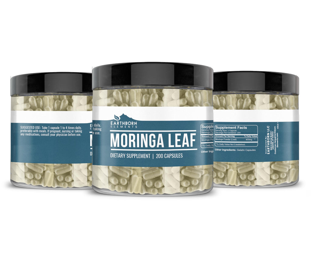 Earthborn Elements Moringa 200 Capsules, Pure & Undiluted, No Additives