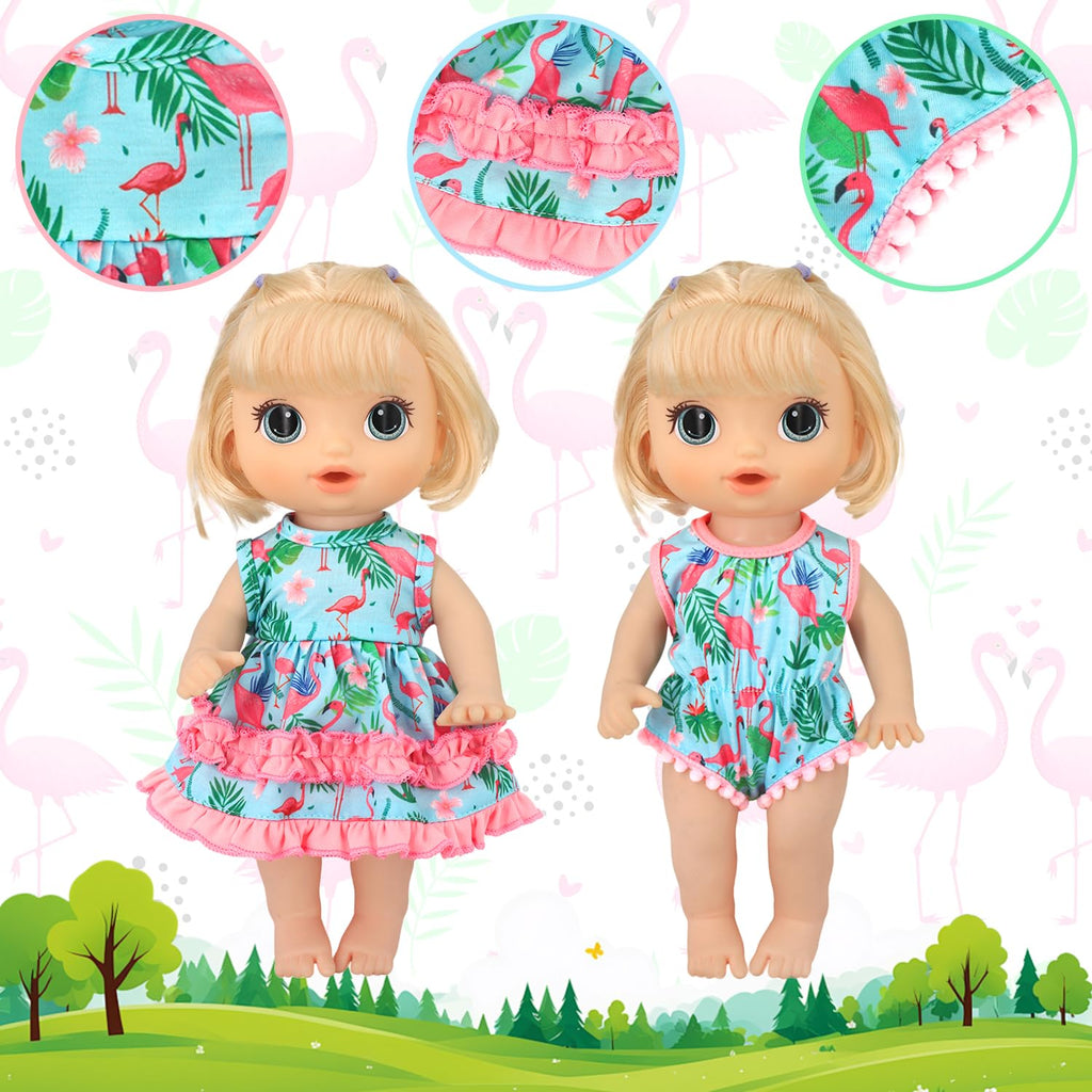 ECORELF 10 Set Alive Baby Doll Clothes, Doll Clothes for 10-12 Inch Girl Dolls Outfits Accessories Include Cute Jumpsuit, Skirts