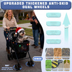 PawLuxe 4 Wheels Pet Stroller 4 in 1 Pet Stroller with Detachable Carrier for Small & Medium Dogs Cats up to 55 lbs Easy-Folding Travel Dog Wagon with Car Seat Breathable Mesh,Blue Cartoon