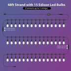 Mlambert 48FT Outdoor Patio RGB Cafe String Lights with Remote, Black