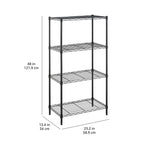 Amazon Basics 4-Shelf Steel Wire Storage Shelves for Garage, Adjustable Metal Shelving Unit, 200 lbs Per Shelf, 23.2" W x 48" H x 13.4" D, Black