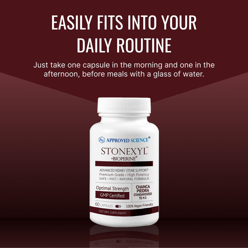 Approved Science Stonexyl - Herbal Support for Kidney Stones - 180 Capsules - Chanca Piedra - High Absorption - 3 Month Supply - Vegan