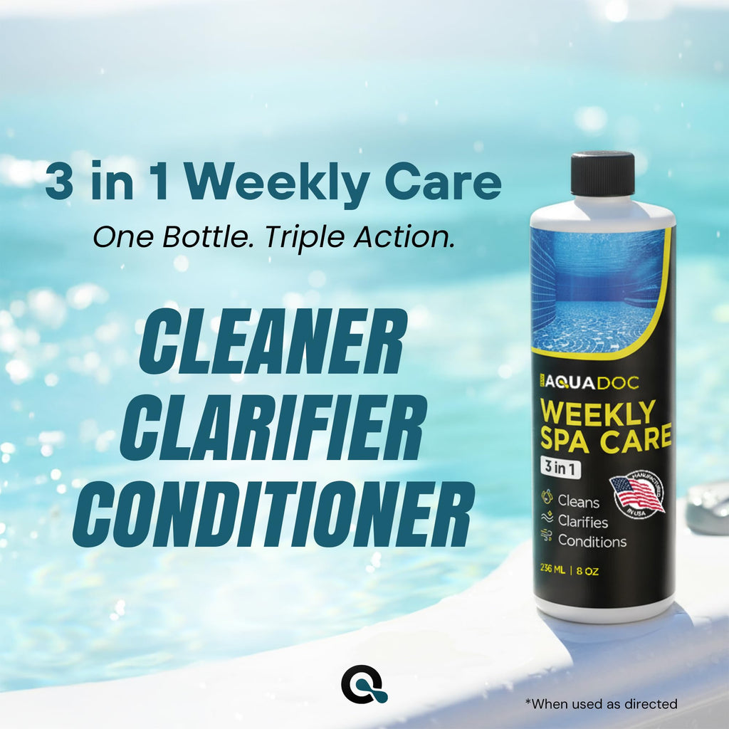 AquaDoc 3 in 1 Hot Tub Weekly Care - Concentrated Spa Water Conditioning Treatment to Help Reduce Residue, Improve Water Appearance, Enhance Comfort - Hot Tub Chemicals Made in USA - 8 oz