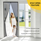 Magnetic Screen Door - Fit for Door Size:34 x 82 Inch, Screen Itself Size:36"x84", Hands Free Mesh Partition,Heavy Duty Screen Door Mesh Curtain Keeps Bugs Out, Frame Hook & Loop, Pet and Kid Friendly
