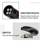 VEXO-Mini4 Torch Lighter Quad 4 Jet Flame Windproof Butane Refill Portable Lighter for Grill BBQ Candle Camping, Gift Idea (Butane NOT Included) (Black)