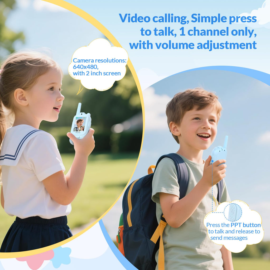 Mafiti Toys Video Walkie Talkies for Kids 2 Pack Rechargeable Long Range