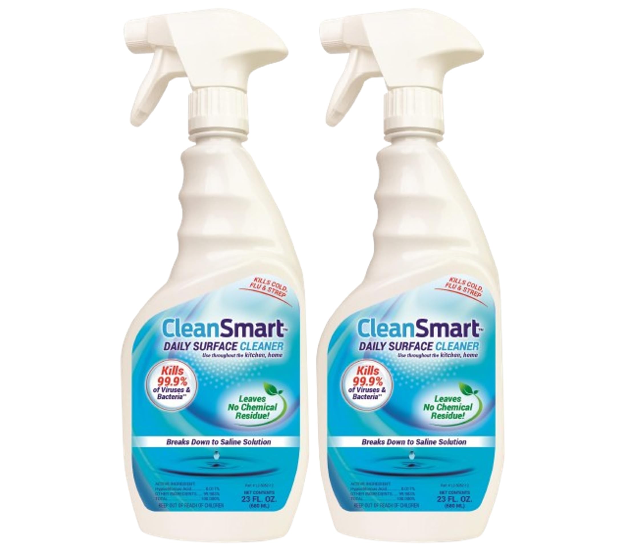 CleanSmart Daily Surface Cleaner and Pet-Safe Disinfectant, Kills 99.9% of Viruses, Bacteria, 23 ounce Bottle (Pack of 2)