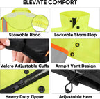 TICONN Reflective Rain Jacket Safety Jacket, Waterproof Hi Vis Rain Coat, Class III High Visibility Coat (Yellow&Black, L)