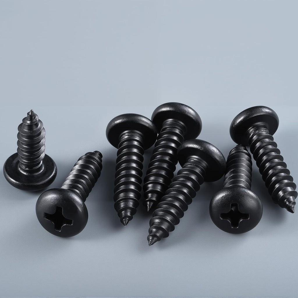 BNUOK #8 x 3/4 Inch Pan Head Wood Screws, Phillips Drive, Black Oxide Stainless Steel 304 (18-8), Self Tapping for Wood, Sheet Metal Screws, 100 Pack