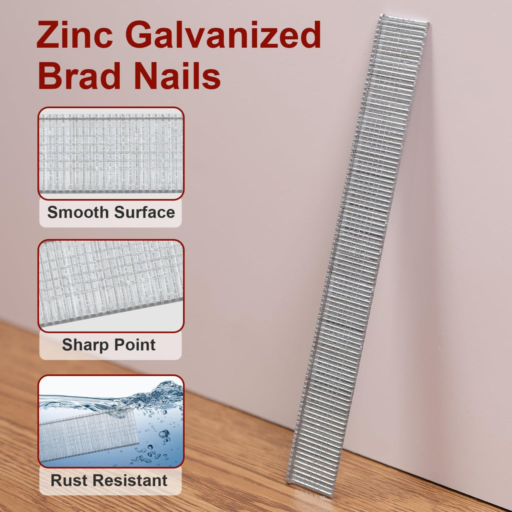 DEWBIN 18 Gauge Brad Nails, 1000 Counts 5/8-inch 18 GA Brad Nails, Galvanized Nails for Nail Gun, Finishing Nail Gun Nails for Pneumatic, Electric Brad Nailer Gun
