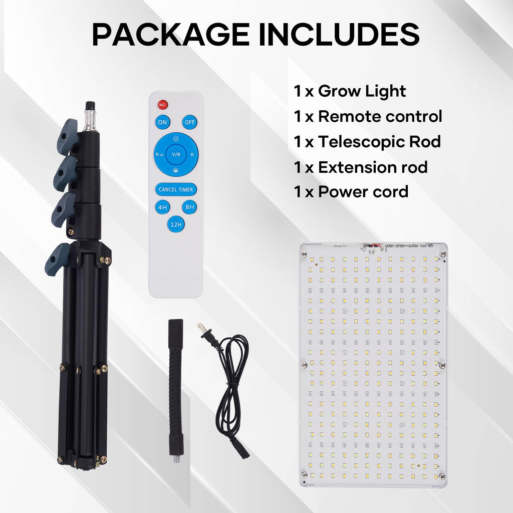 Plant Grow Light indoor,264 LEDs Full Spectrum Plant Light with Adjustable Tripod Stand with Remote Control and Auto On/Off Timer Function,Grow Lamp for Indoor Plants Greenhouse Veg Bloom Hydroponic