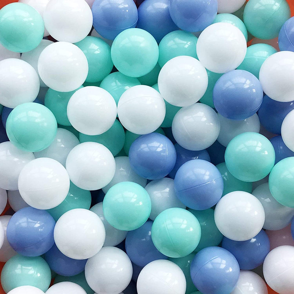 MoonxHome Ball Pit Balls for Toddlers & Dog, BPA Free Crush Proof Plastic Toy Balls for Ball Pit, Children's Pool Water Toys, Ideal Gift for Christmas Balls for Play Tent 2.15" 100pcs White&Green&Blue