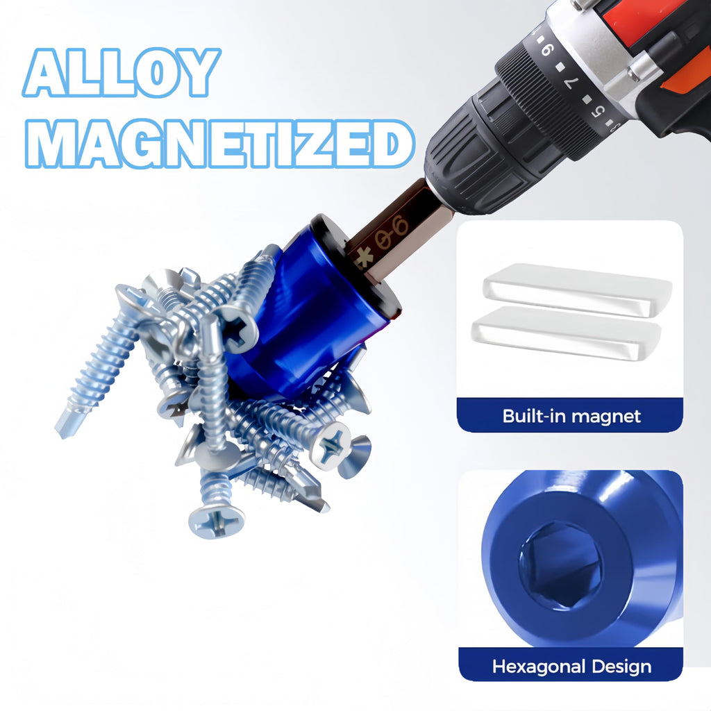 Screwdriver Head Magnetic Ring, 2026 Upgraded Magnetizer Screw Removable Household Tool Magnetic Screw holder Universal Magnetizer for Hex Screwdrivers & Power Bits (5Pcs Blue)