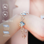 Leafael Infinity Love Heart Gift Bracelet for Women, March & December Birthstone Crystal, Light Sapphire Blue, Silver Tone Birthday Jewelry for Her, Mom, and Wife, 7-inch Chain and 2-inch Extender