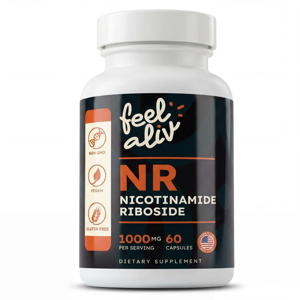 Feelaliv Nicotinamide Riboside (NR) Supplement 1000mg Per Serving | NAD+ Precursor | Cellular Energy & Cognitive Support | Single Ingredient | Clean Label | Vegan | 60 Capsules