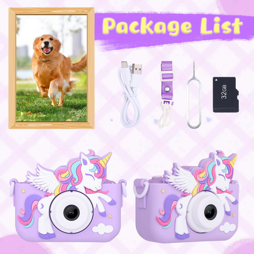 Unicorn Toys Camera for Kids Girls Age 3-8, Purple