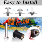 WEDAMER 72 Pairs M4 M5 M6 Neoprene Well Nuts with Stainless Steel Screw M5 Rubber Well Nuts Kayak Brass Copper Bolts Well Nut Kit for Kayak Motorcycle Boat Marine Windscreen Accessories (M4 M5 M6)