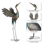 Oritty Crane Statues for Garden Decor, Metal Crane Yard Art Statues, 2PCS