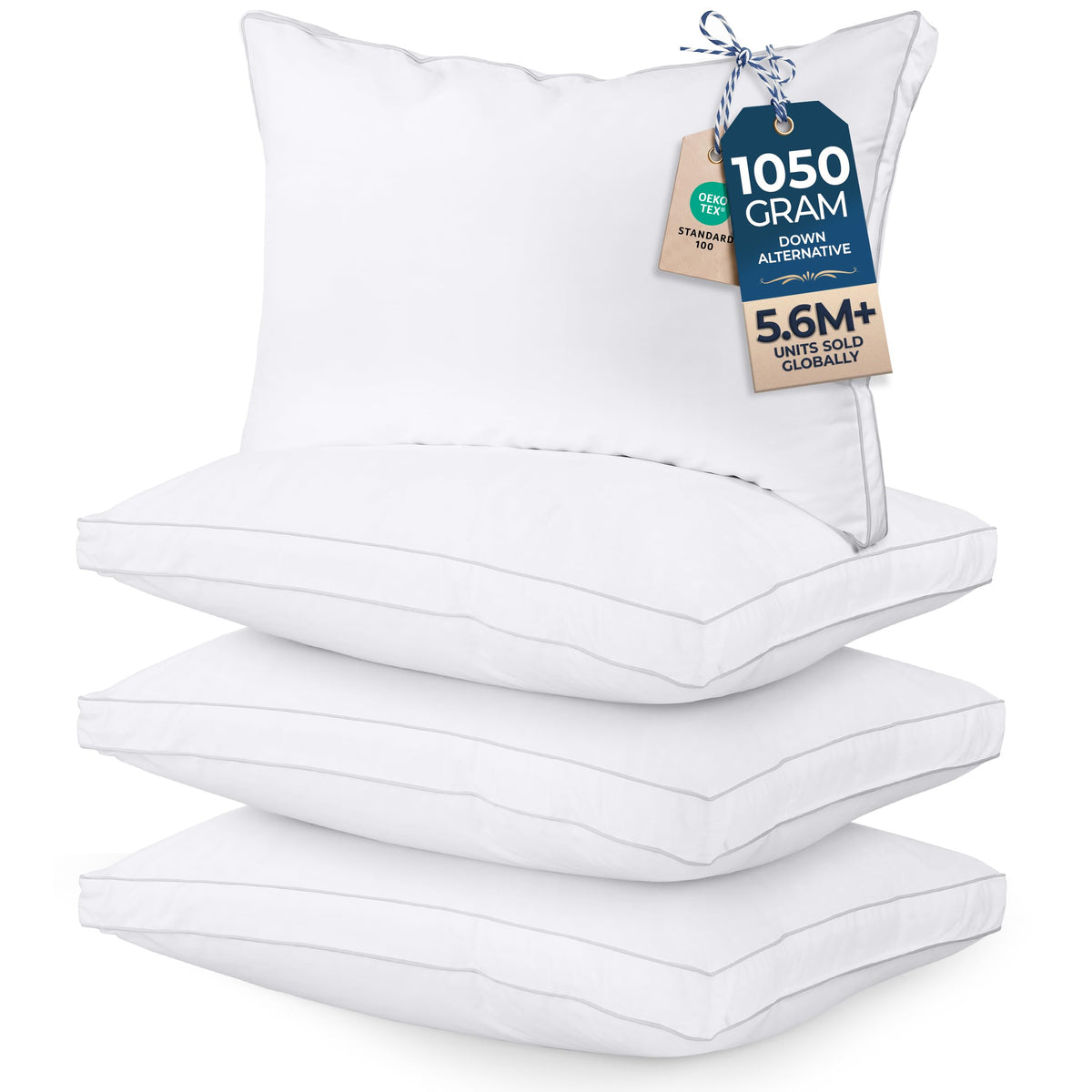 Utopia Bedding Gusset Bed Pillow, Hotel Pillows Queen Size Set of 4, White