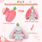 MIAODAM Strawberry Bunny Stuffed Animal,Reversible Cute Bunny Rabbit Plush