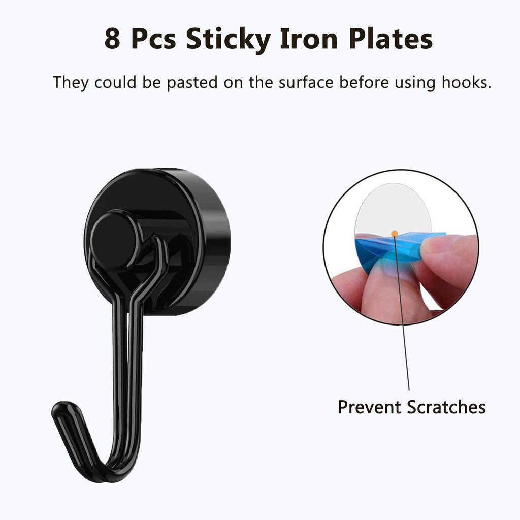 Tohoer Magnetic Hooks, Neodymium Magnets Hook Heavy Duty 30LBS with Rust Proof for Fridge, Refrigerator, Oven, Grill, BBQ, Key, Tools Holder, Utensil, Kitchen, Outdoor, Magnet for Hanging Wreaths