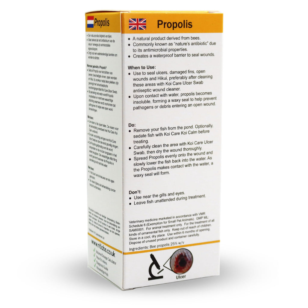 NT Labs Koi Care Propolis Wound Seal, Koi Medicine, Topical Treatment for Ulcers, Open Wounds, Damaged Fins and Hikui, Natural Product, Bee Propolis, 30ml
