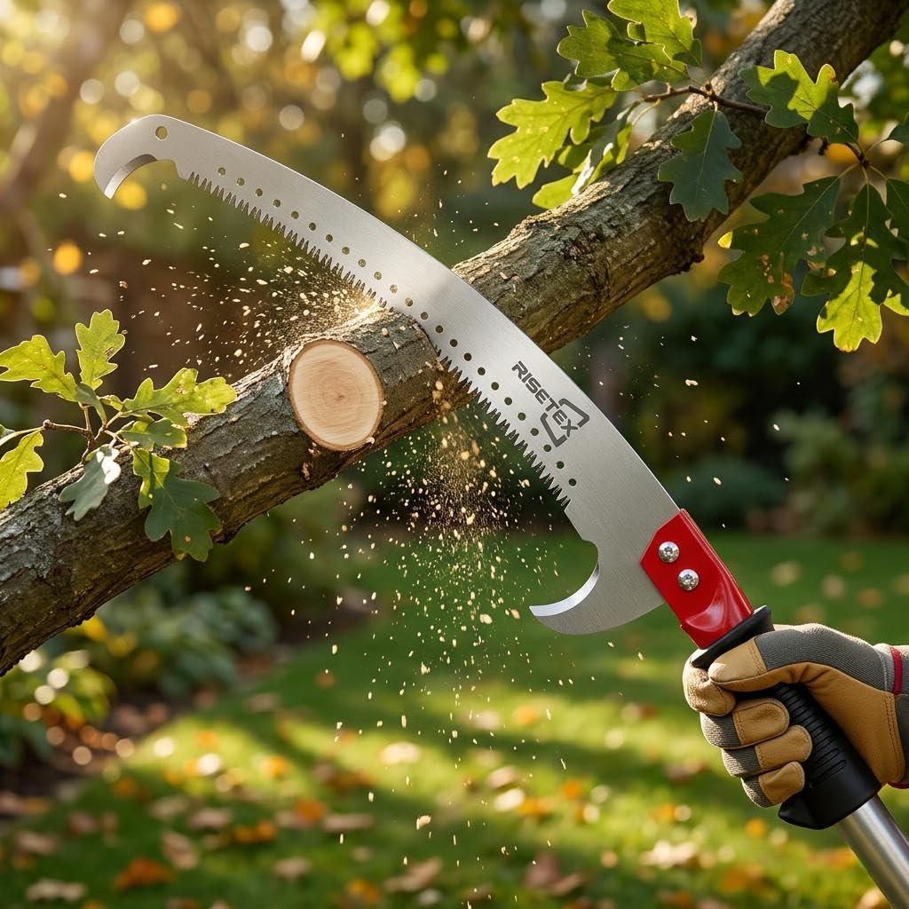RISETEX Pole Saws for Tree Trimming 11.8 FT, Manual Pruning Saw