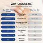 100% Silicone Scar Gel Scars Cream - Advanced Scar Gel for Surgical Scars, C-Section, Stretch Marks, Acne, Injury, Burns, Keloids, Old and New Scars 1.06oz(30g) (Maximum Strength 100% Silicone)