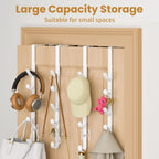 Kaiferty Over the Door Hooks, Metal Door Hooks for Hanging, Over the Door Purse Organizer for Coat Hanger, Back of Shower Door for Hanging Towel Rack Clothes, Hat, Bathroom, Closet (White-4Packs)