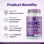 Valdivia Memo Master Capsules - Premium MemoMaster Daily Memory & Focus, All Natural Memory Formula for Wellness - 60 Capsules for 1 Month