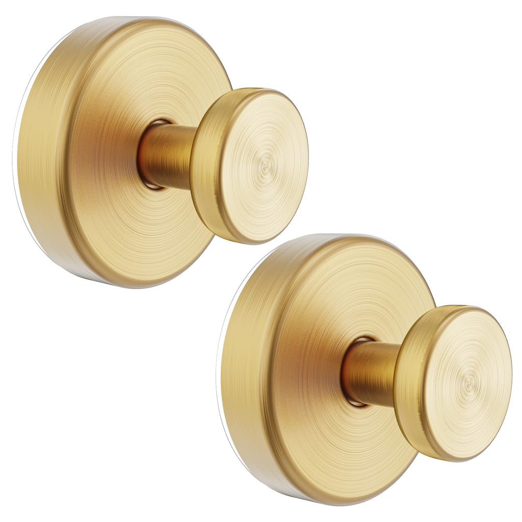 Hviiso Vacuum Suction Cup Hooks for Shower, Shower Hooks for Inside Shower Glass Window, Mirror, No Drill Towel Hooks for Bathrooms, Bath Robe Coat Looafh Wreath Hook for Hanging - 2 Pack, Gold