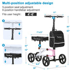 BlessReach Economy Knee Scooter Steerable Knee Walker for Foot Injuries Compact Crutch Alternative with Dual Braking System (Pink)