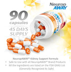 NeuropAWAY Kidney Support Formula Sugar Free with Agmatine Sulfate 500mg L-Novaline 50mg L-Ornithine 150mg L-Citrulline 100mg Per Capsule 90CT Fast Acting Kidney Support