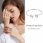 XIUDA Urn Bracelet for Human Ashes Butterfly Heart Ash Bracelet for Women Stainless Steel Openable Cuff Bangle Cremation Bracelet - Always in My Heart