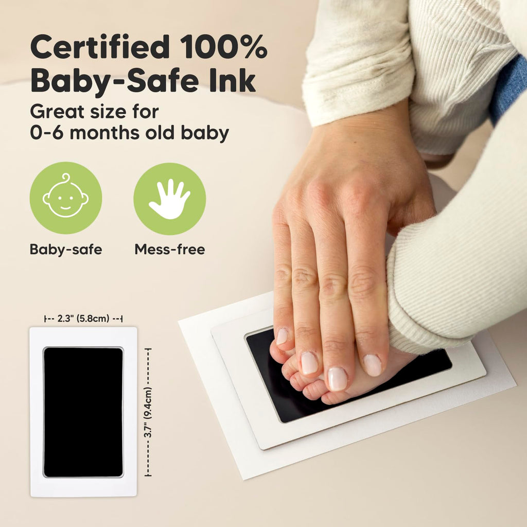 Inkless Hand and Footprint Kit, Boy Girl Newborn Keepsake (Ash Wood)