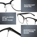 BIRCEN Blue Light Blocking Glasses: Al-Mg Metal Computer Clear Bluelight blockers Glasses for Men Anti Eyestrain on Office & Home