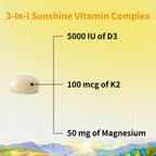 YMINGKJ Vitamin D3 K2 5000 IU 120 Softgels with Magnesium Supplement - & 120mcg MK-7 K2 for Bone Health & Immune Support - Non-GMO & Gluten-Free Softgels with MCT Oil